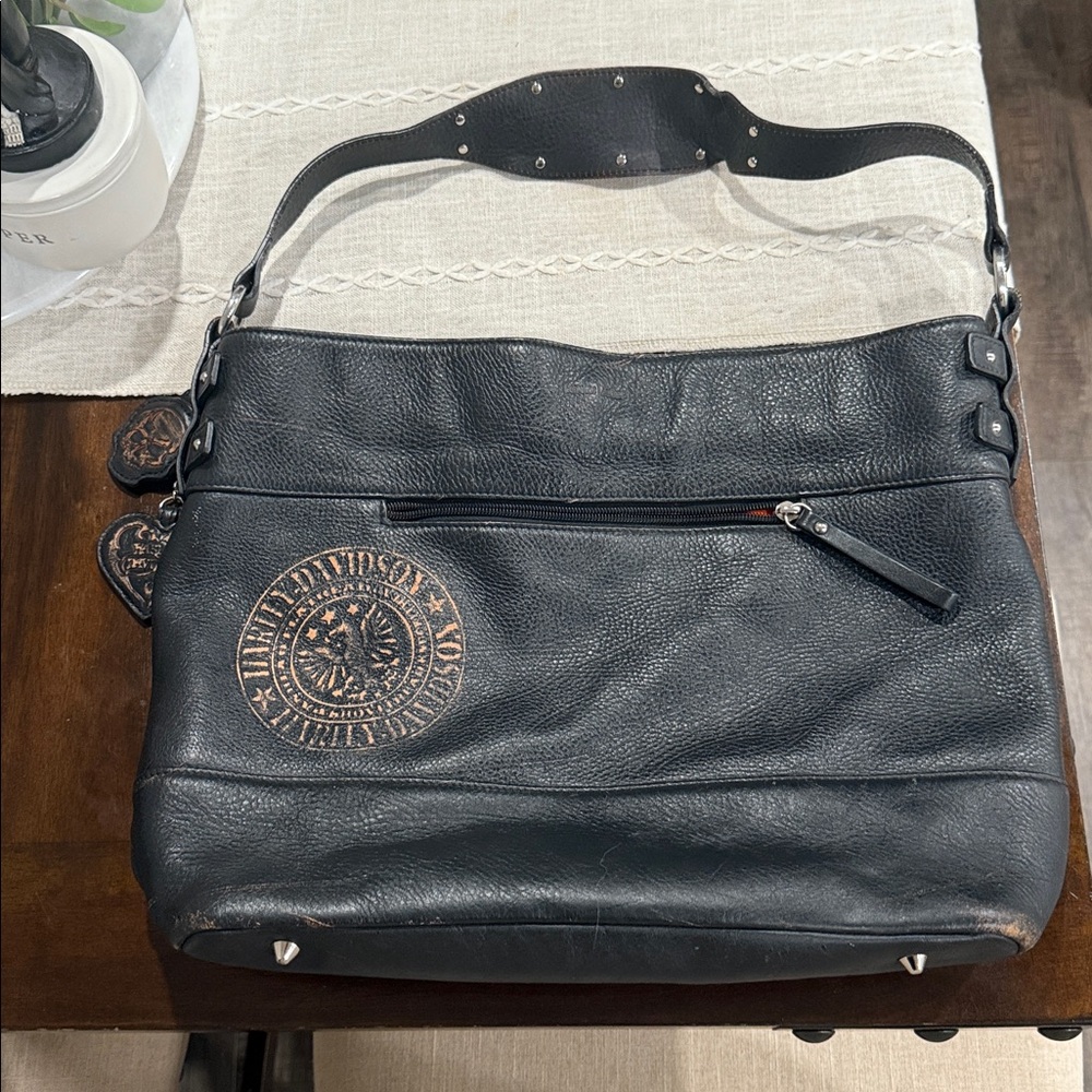 Harley-Davidson Black Leather Tote with Logo